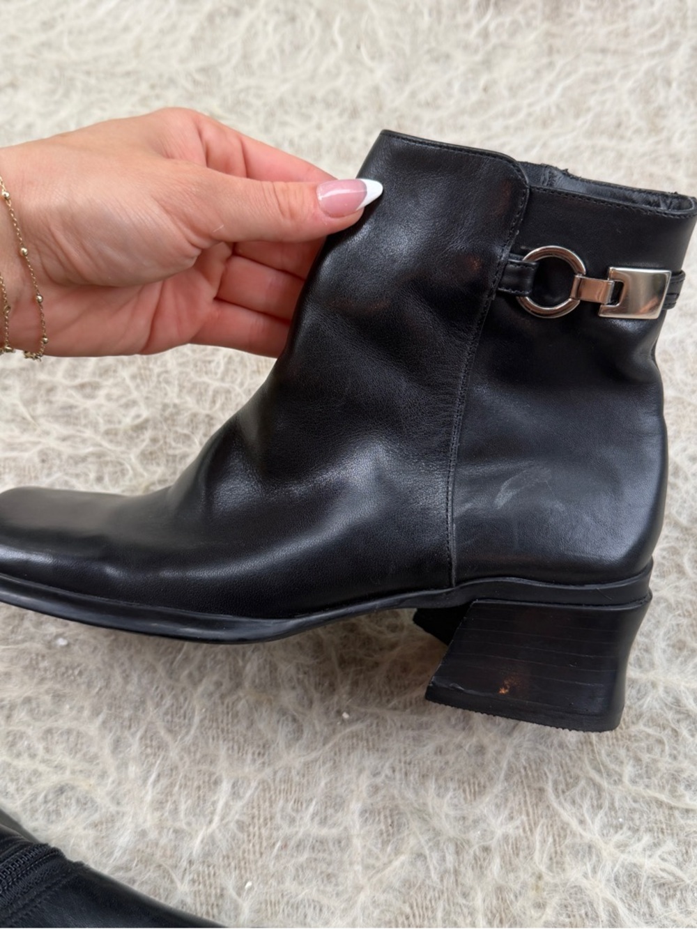 Nine West Black Leather Ankle Boots – Size 5.5 - Picture 6 of 6